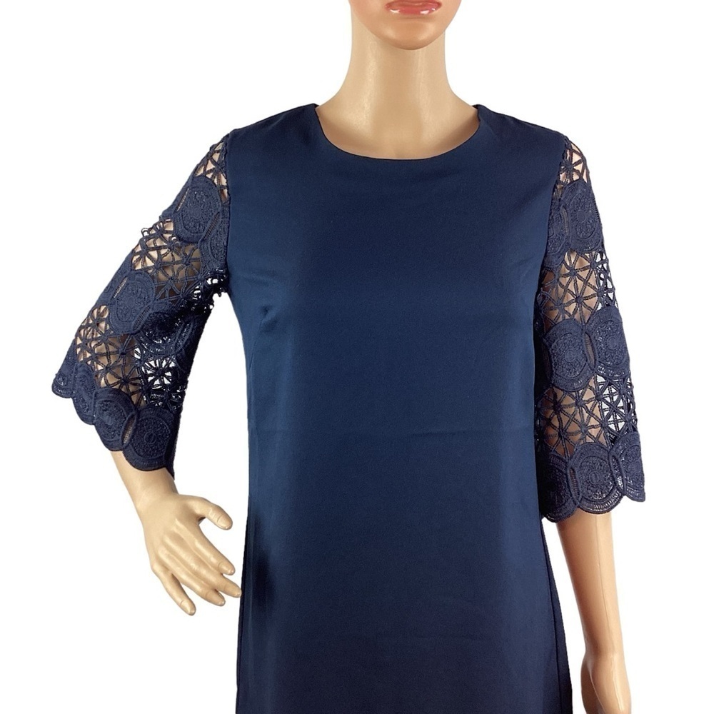 Banana Republic Lace Sleeve Mini Dress Size 0 Navy Blue - Picture 2 of 7